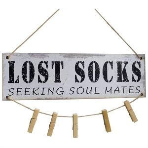 Rustic White and Black Wall Sign with Clothespins